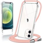 Coque avec cordon pour iphone 12 mini 5, 4 , collier rglable tlphone etui portable lanyard case transparent ...