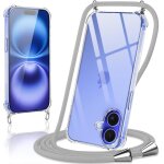 Coque avec cordon pour iphone 16, collier r�glable t�l�phone etui portable lanyard case transparent ultra ...