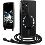 Coque avec cordon pour samsung galaxy s24 ultra, coque magn�tique de cellulaire corde transparent tpu ...