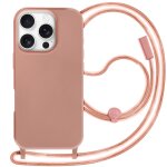 Coque cordon semi rigide soft touch pour iphone 16 pro rose champagne
