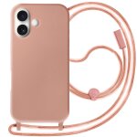 Coque cordon semi rigide soft touch pour iphone 16 rose champagne