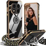 Coque avec cordon pour xiaomi redmi note 14 pro 5g, avec anneau de support coeur, etui housse antichoc ...