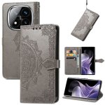 Coque en cuir emboss�e mandala pour xiaomi redmi note 14 pro 5g, gris