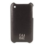 Coque cuir l�zard noir + film pour iphone 3g 3gs