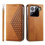 Coque en cuir magn�tique textur� pour xiaomi 15, jaune