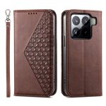 Coque en cuir magn�tique textur�e pour xiaomi 15 pro, brun
