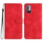 Coque en cuir avec motif coeur pour xiaomi redmi note 10 5g, rouge