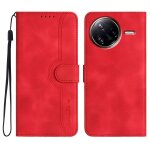 Coque en cuir avec motif coeur pour redmi k80 pro / xiaomi poco f7 ultra, rouge