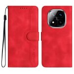 Coque en cuir avec motif coeur pour redmi note 14 pro + 5g, rouge