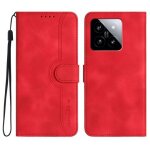 Coque en cuir � motif coeur pour xiaomi 14, rouge