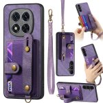Coque en cuir r�tro avec bracelet crois� pour xiaomi redmi note 14 pro 5g, violet