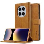 Coque en cuir texture veau pour redmi note 14 pro 4g, brun