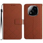 Coque en cuir textur�e rhombique pour redmi note 14 pro + , brun