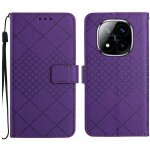 Coque en cuir textur�e rhombique pour redmi note 14 pro + , violet