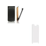 Coque etui rabat gamme luxe pour sony ericsson xperia m (c1905) de couleur noir avec film de protection ...