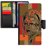 Coque femme rabat galaxy a5 2015 portefeuille geometrique carr� tribal feerique noir marron dessin cube ...
