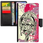Coque femme a rabat iphone 7 plus portefeuille fee fleur cover housse portrait florale fille dessin ethnique ...