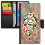 Coque femme rabat p30 pro porte cartes etui rouge multicolore princesse fille mobile telephone pastel ...