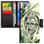 Coque femme samsung a71 simili cuir gris peinture colore etui smartphone fille art tatouage telephone ...