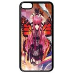 Coque - fille manga rose - compatible avec apple ipod touch 6 - plastique - bord noir