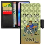 Coque galaxy a12 simili cuir portefeuille j'peux pas j'ai console humour etui telephone je play vert ...