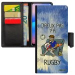 Coque galaxy a14 4g 5g rabat portefeuille j'peux pas y'a rugby humour etui drole dessin comique case ...