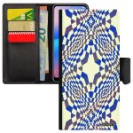 Coque galaxy a21s en cuir a rabat portefeuille illusion d'optique pas cher losange etui etoile bleu effet ...