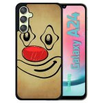 Coque pour galaxy a24 - smiley clown nez rouge - silicone - noir