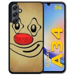 Coque pour galaxy a34 - smiley clown nez rouge - silicone - noir