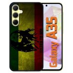 Coque pour galaxy a35 - listen to bob marley - silicone - noir