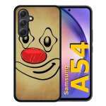 Coque pour galaxy a54 - smiley clown nez rouge - silicone - noir