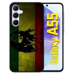 Coque pour galaxy a55 - listen to bob marley - silicone - noir