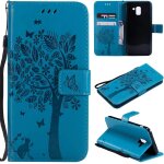Coque pour galaxy j6 2018, etui en cuir pu portefeuille, antichoc flip case housse rtro emboss srie ...
