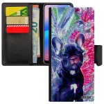Coque galaxy note 20 simili cuir rabat chien smartphone bulldog design animaux animal canin nature bleu ...