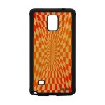 Coque pour galaxy note 4 en bois silicone illusion d'optique graphique telephone gel carreaux orange ...