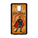 Coque galaxy note 4 en bois silicone super papa heros bd enfant comics cadeau fete des peres etui orange ...
