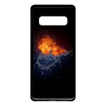 Coque galaxy s10 + - duo de coeurs eau et flamme - noir