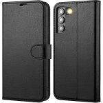 Coque galaxy s22 plus + + simili cuir rabat noir porte carte