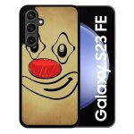 Coque pour galaxy s23 fe - smiley clown nez rouge - silicone - noir
