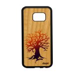 Coque pour galaxy s7 bois naturel silicone peinture arbre orange de vie ecologie zen case telephone artistique ...