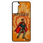 Coque super geek galaxy s21 + plus en bois silicone drole humoristique heros texte noir telephone personnalis� ...