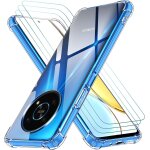 Coque gel tpu transparente antichoc + 3 verres tremps pour honor magic4 lite (4g / 5g) - mince, bords ...