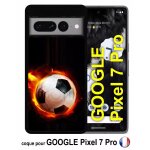 Coque pour google pixel 7 pro - ballon de foot en feu - silicone - noir