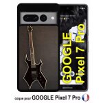 Coque pour google pixel 7 pro - guitare rock n roll - silicone - noir