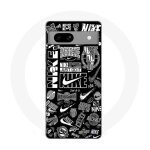 Coque google pixel 7a nike air logo graffiti noir et blanc