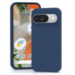 Coque pour google pixel 9 et 9 pro 5g - housse etui silicone gel fine + verre trempe - bleu fonce