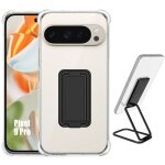 Coque pour google pixel 9 pro, silicone transparent antichoc avec support ajustable m�tal noir - e. f. ...