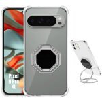 Coque pour google pixel 9 pro xl, silicone ultra slim antichoc avec support multi - angle rotation argent� ...