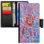 Coque honor 10 portefeuille chat azteque minou femme bleu bengal multicolore mignon plume felin original ...
