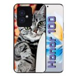 Coque pour honor 100 - chat tigré gris yeux vert - silicone - noir Coque pour honor 100 - chat tigré gris yeux vert - silicone - noir